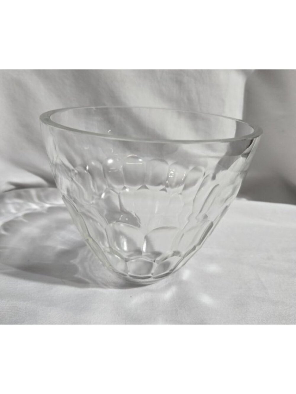Vera Wang Flowers FTD Clear Glass Floral Vase Bowl Heavy Cut Geometric Pattern